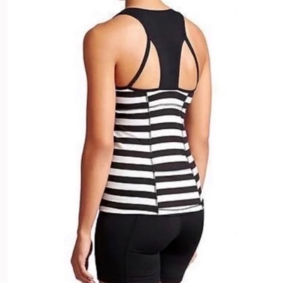 Athleta Chase Black and White Stripe Racer Back Tank Top - Picture 2 of 12